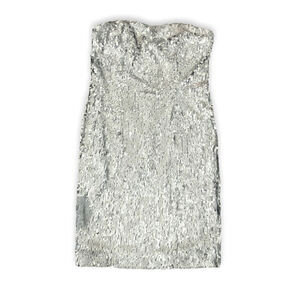 Issue New York Womens Size Medium Dress Silver Sequined Sleeveless Mini‎ Party